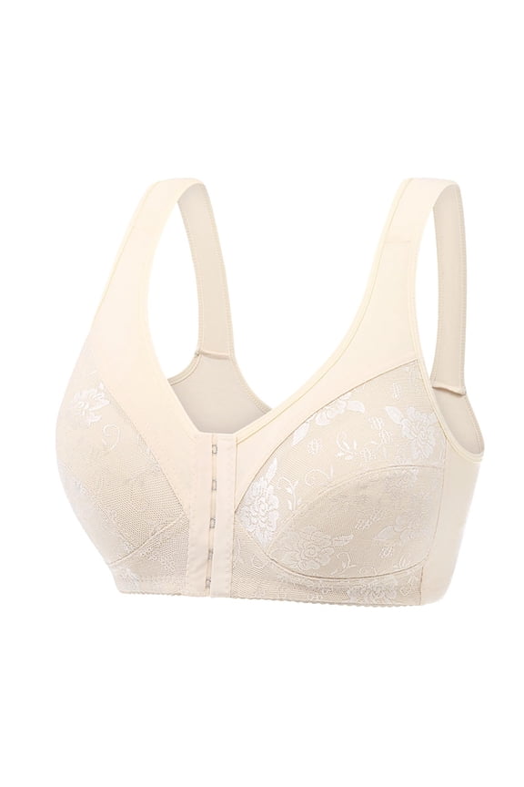 Front Closure Lace Wireless Bras for Women Plus Size Shaping Cup Comfortable Supportive Shoulder Strap Adjustable Full Coverage Daily Wear Lingerie