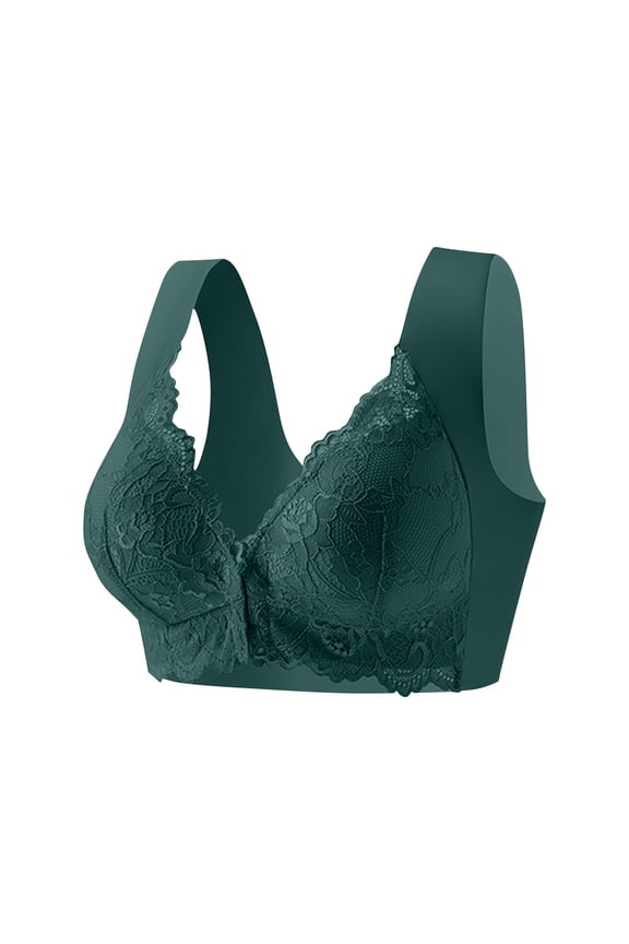 Front Open Bras for Women Full Coverage Bra Wireless Underwear Bra Lace Patchwork Bra Thin Tank Bras