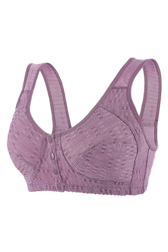 Front Open Wirefree Bra for Women Plus Size Lace Thin Push Up Breathable Comfortable Daily Underwear