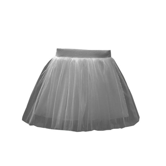 Npasoilc Gauze Skirts for Girls Trendy Elastic High Waist Layered Pleated A-Line Puffy Skirt Solid Color Casual Loose Skirt