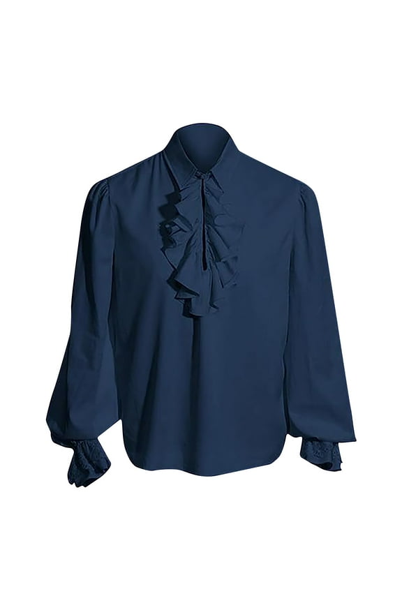 Gothic Medieval Shirt For Men Pirate Shirt Ruffle Victorian Renaissance Steampunk Vampire Poet Shirts Lapel Down Long Sleeve Shirts Streetwear Blouse