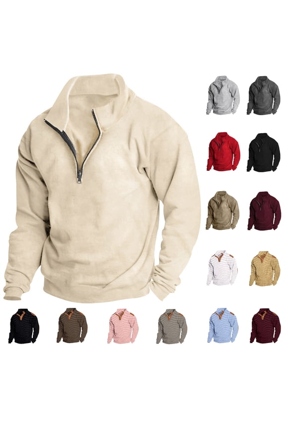 Half Zip Sweatshirt For Men Long Sleeve Pullover Sweatshirt Lightweight Hiking Jackets Casaul Stand Collar Sweatshirts Fall Tops Outdoor Warm Sweatshirts