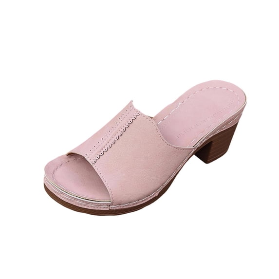 Npasoilc High Chunky Heel Fish Mouth Sandals for Women,Strappy Metal Buckle Open Toe Summer Beach Slippers with Arch Support Non-Slip Breathable Cushioned for Vacation