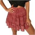 thumbnail image 1 of Npasoilc High Waist Ruffled Floral Print A-Line Short Skirt for Women Half Skirt, 1 of 9