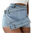 thumbnail image 1 of Npasoilc High Waisted Jeans Shorts For Women Women's High Waist Irregular Slimming Denim Culottes With Shorts Skirt, 1 of 6