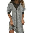 Npasoilc Hooded Dress For Women Casual VNeck Long Sleeve Button