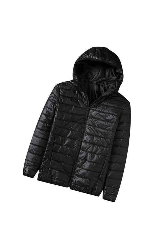 Hooded Matte Puffer Jackets for Men Warm Winter Zipper Cardigan Down Jackets with Pockets Long Sleeve Casual Loose Padded Jackets Outwear Lightweight Thin Insulated Coats