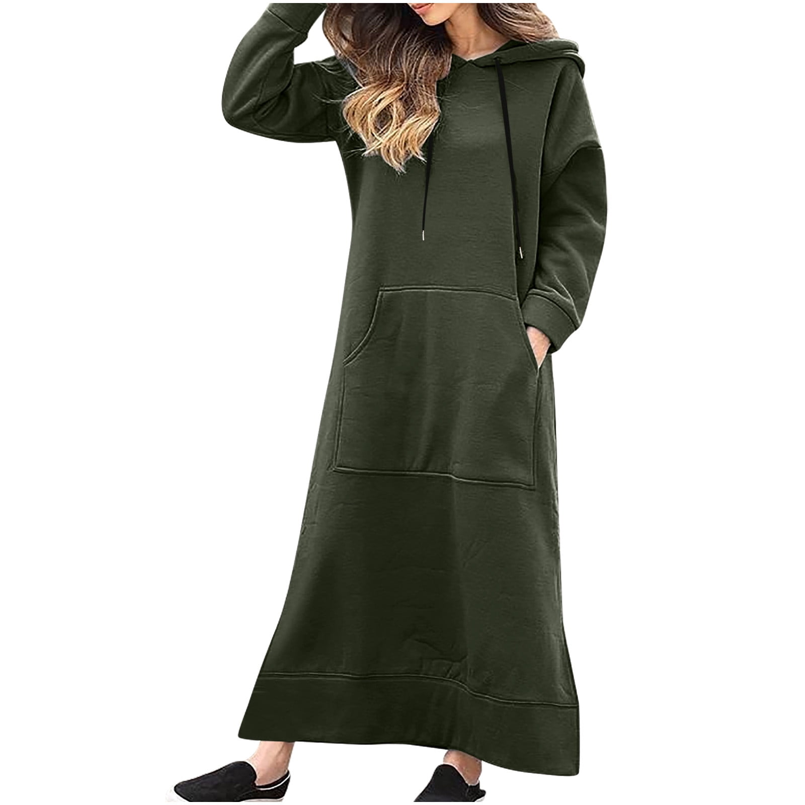 1210277 Black Hooded Maxi Dress