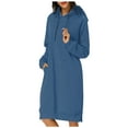 thumbnail image 1 of Npasoilc Hoodie Dress For Women Lightweight Drawstring Long Sleeve Pullover Sweat Shirt Dress With Pocket Fall Hoodie Dresses Casual Loungewear, 1 of 7