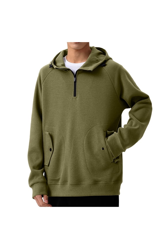 Hoodie Sweatshirt For Men Plus Size Half Zip Pullover Hoodied Top Hiking Cycling Travel Sweatshirt