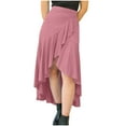 thumbnail image 1 of Npasoilc Irregular Ruffle Elastic Waist Skirt for Women Summer Solid Pleated Half Skirt, 1 of 7