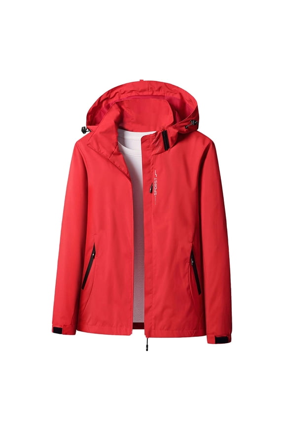 Coats For Women Waterproof Rain Coats Casual Hoodie Full Zip Travel Coats With Pockets Trench Coats Cycling Coats Fall Coat