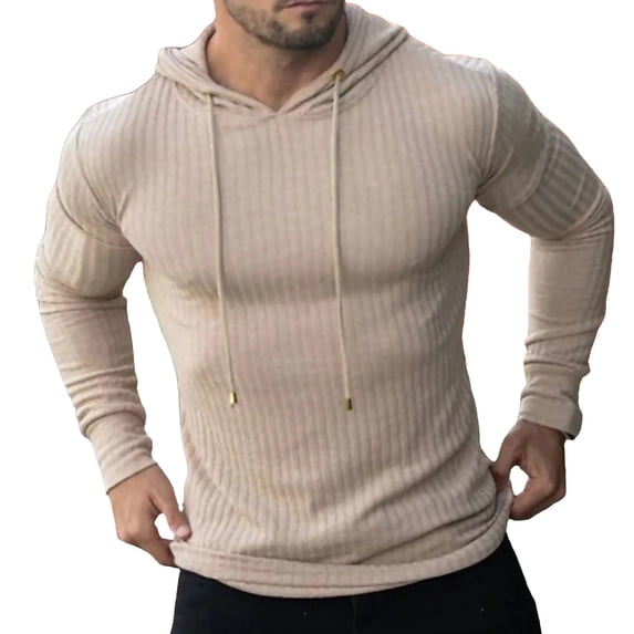 Npasoilc Knitted Hooded Sweatshirts for Men Drawstring Pullover Tops Thin Breathable Fitness Hooded Blouse Casual Loose Hoodies