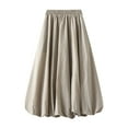 thumbnail image 1 of Npasoilc Latern Skirts for Women Elastic High Waist A-line Pleated SKirt Solid Color Casual Slimming Mid-Length Skirt, 1 of 6