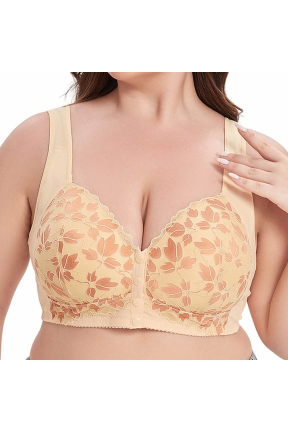 Leopard-Print Front Closure Bras for Women Wireless Push-Up Side Coverage Anti-Sagging Full Coverage Comfortable Daily Wear Supportive Lingerie