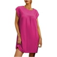 thumbnail image 1 of Npasoilc Linen Casual Short Dresses for Women Sleeveless Round Neck Solid Color Loose Summer Comfortable Daily Wear, 1 of 6
