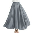 thumbnail image 1 of Npasoilc Linen Skirts for Women Summer Plus Size Elastic High Waist Pleated Draping Flowy Hem Solid Color Casual Loose Ankle-Length Skirt, 1 of 6