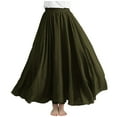 thumbnail image 1 of Npasoilc Linen Skirts for Women Summer Plus Size Elastic High Waist Pleated Draping Flowy Hem Solid Color Casual Loose Ankle-Length Skirt, 1 of 6