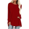 thumbnail image 1 of Npasoilc Long Sleeve Shirts for Women Round Neck Lightweight Pullover Blouse Tops Solid Color Casual Loose Fall Outfits Shirts, 1 of 5