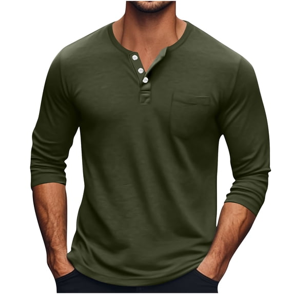 Npasoilc Long Sleeve for Men Casual Crew Neck Half Button Shirts Summer Tops Blouse Sweatshirt Pullover
