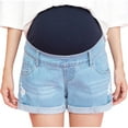 thumbnail image 1 of Npasoilc Maternity Jean Shorts For Women Casual High Waist Workout Pregnancy Denim Shorts Stretchy Comfy Maternity Shorts, 1 of 6