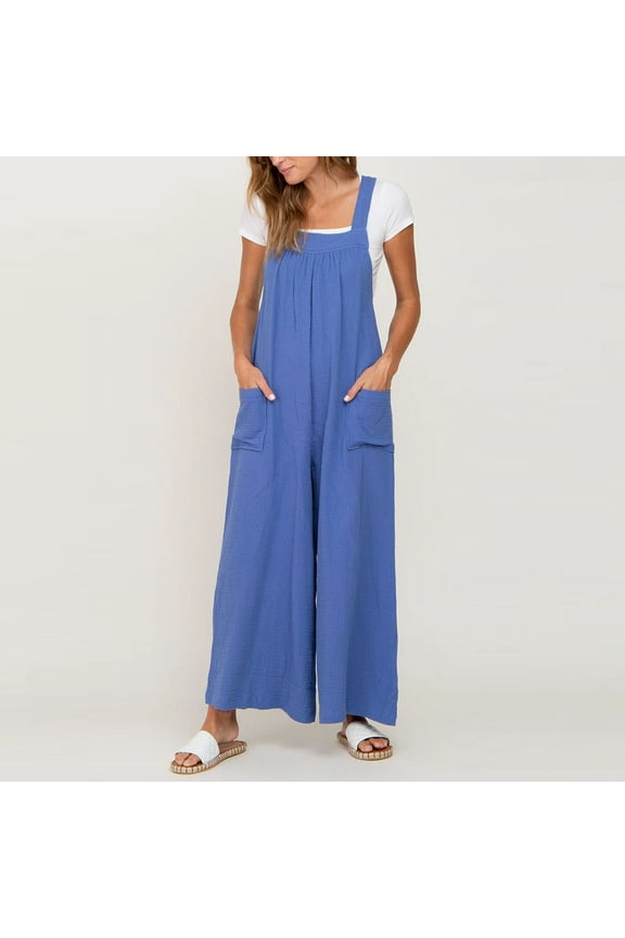 Maternity Jumpsuits For Women Sleeveless Loose Casual V Neck Jumpsuits Spaghetti Strap Long Pants Baggy Overalls With Pockets
