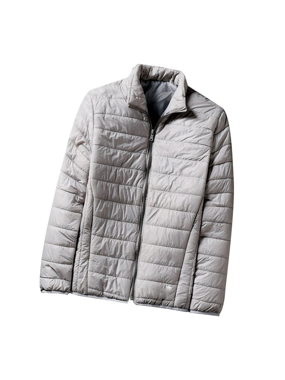 Matte Puffer Jackets for Men Warm Winter Zipper Cardigan Down Jackets with Pockets Long Sleeve Casual Loose Padded Jackets Outwear Lightweight Thin Insulated Coats