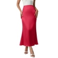 thumbnail image 1 of Npasoilc Maxi Skirt for Women Satin High Waist Slim Pencil Tail Solid Color Ankle Length Half Skirt, 1 of 7