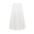 thumbnail image 1 of Npasoilc Mesh Ankle Skirt for Women Elastic Waist Solid Casual Maxi Half Skirt, 1 of 6