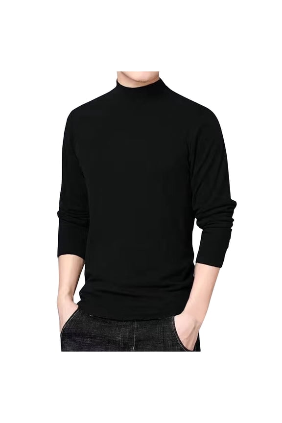 Mock Turtleneck Shirts For Men Long Sleeve Thermal Stretchy Pullover Basic Lightweight Undershirt Slim Solid Undershirt Soft Fall Tops