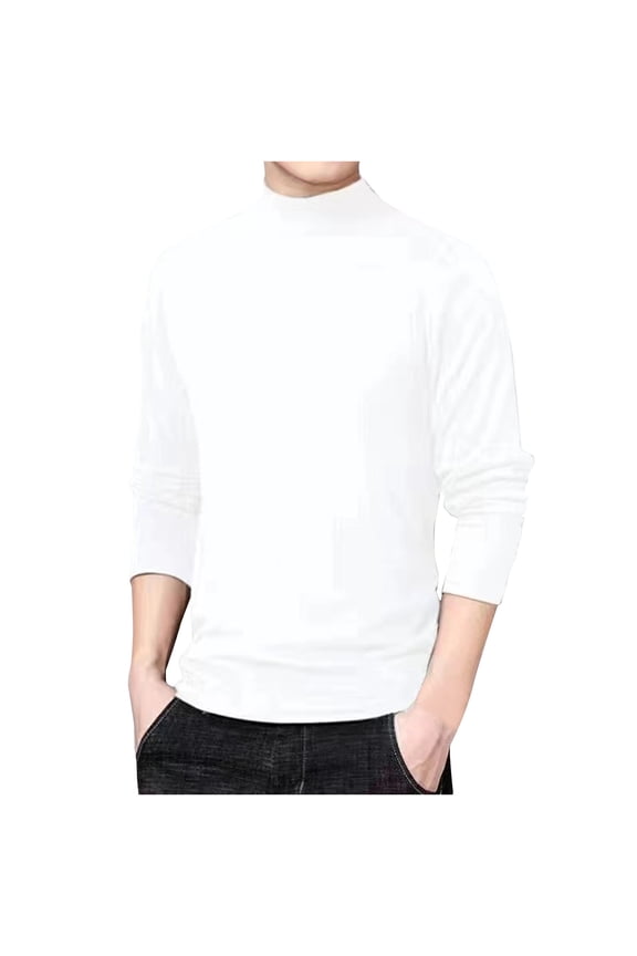 Mock Turtleneck Shirts For Men Long Sleeve Thermal Stretchy Pullover Basic Lightweight Undershirt Slim Solid Undershirt Soft Fall Tops