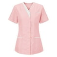 thumbnail image 1 of Npasoilc Nurse Uniforms Women Scrubs Set Medical Scrubs Top Clinic Carer V-Neck Protective Clothing Tops, 1 of 3