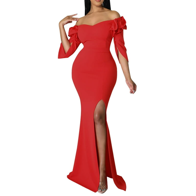 Mermaid v neck high split hot sale