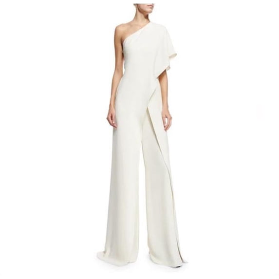 Npasoilc One Shoulder Sleeveless Jumpsuits for Women Crew Neck Solid Color Summer Casual Pants