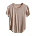 thumbnail image 1 of Npasoilc Pajama Tops for Women Summer Short Sleeve Round Neck Plain Thin Loungewear Solid Color Casual Loose Nightgowns, 1 of 3