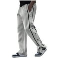thumbnail image 1 of Npasoilc Pants for Men Trendy Side Bottom Button Slit Drawstring Elastic Waist Trousers Lightweight Breathable Running Athletic Pants Casual Loose Sweatpants, 1 of 6