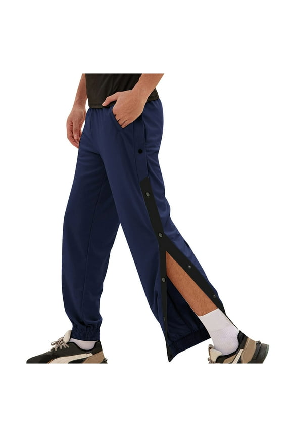 Pants for Men Tear Away Pants 2 Side Snap Open Down Sweatpants Elastic Waist Casaul Loose Breathable Athletic Lounge Trousers
