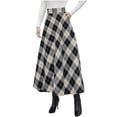 thumbnail image 1 of Npasoilc Plaid Wool Skirts for Women Fall Winter Casual High Waisted Ruffle A-Line Ankle-Lenghth Buttoned Long Skirt With Pocket, 1 of 9