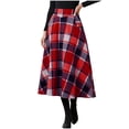thumbnail image 1 of Npasoilc Plaid Wool Skirts for Women Fall Winter Casual High Waisted Ruffle A-Line Ankle-Lenghth Buttoned Long Skirt With Pocket, 1 of 9
