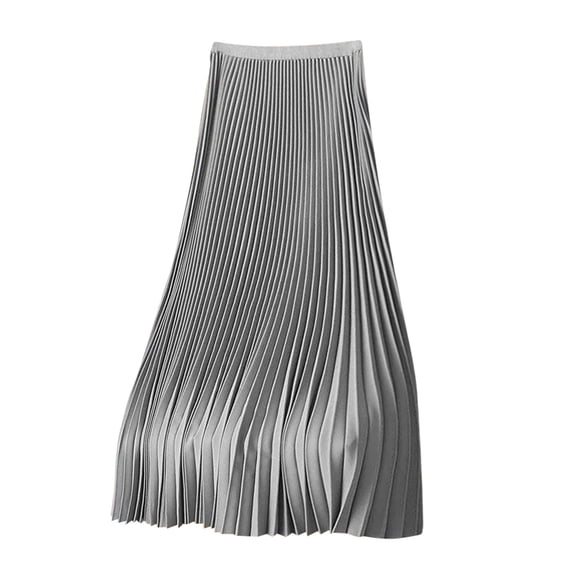 Npasoilc Plain Satin Pleated Large Versatile Skirt for Women Plus Size Half Skirt