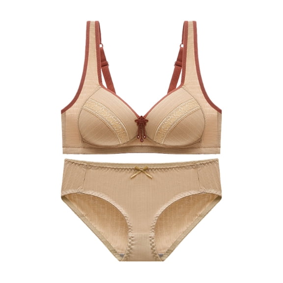 Npasoilc Plus Size Bras and Panty Sets for Women Full Coverage Bras Back Button Sports V-Neck Push Up Bras and Panty Everyday Set