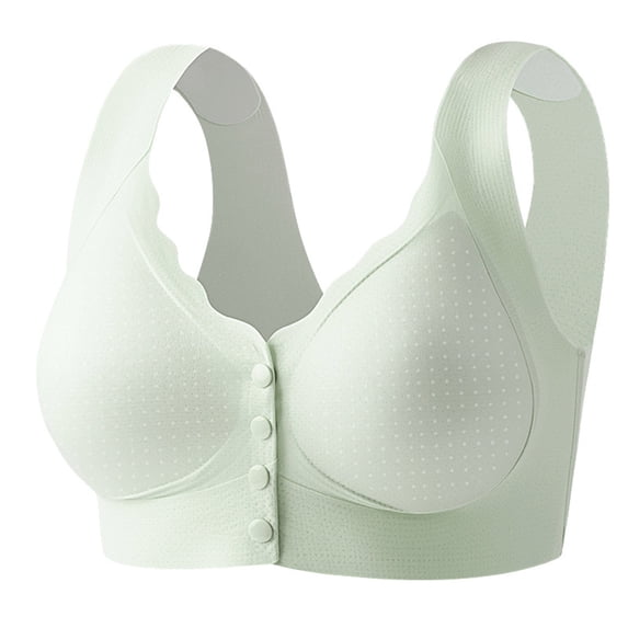Npasoilc Plus Size Front Closure Bra for Women Seamless Ice Silk Wirefree Push Up Breathable Racerback Comfortable