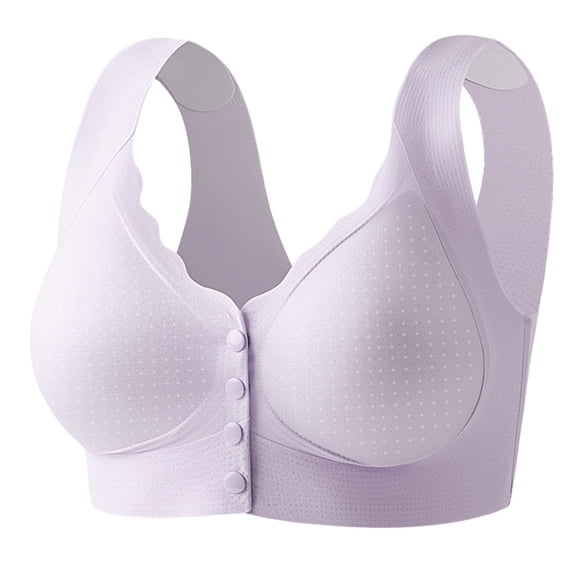 Npasoilc Plus Size Front Closure Bra for Women Seamless Ice Silk Wirefree Push Up Breathable Racerback Comfortable