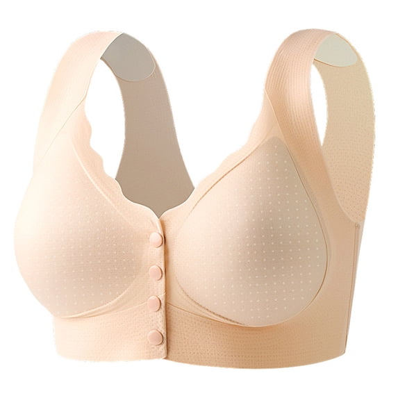 Npasoilc Plus Size Front Closure Bra for Women Seamless Ice Silk Wirefree Push Up Breathable Racerback Comfortable