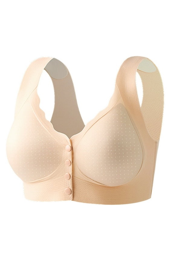 Plus Size Front Closure Bra for Women Seamless Ice Silk Wirefree Push Up Breathable Racerback Comfortable