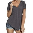 thumbnail image 1 of Npasoilc Plus Size Short Sleeves for Women V-Neck Drawstring Summer Hoodie Casual Loose Blouse Sweatshirt Pullover, 1 of 6
