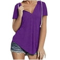 thumbnail image 1 of Npasoilc Plus Size Short Sleeves for Women V-Neck Drawstring Summer Hoodie Casual Loose Blouse Sweatshirt Pullover, 1 of 6
