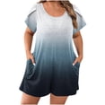 thumbnail image 1 of Npasoilc Printed Pocket Puff Sleeve Short Jumpsuits for Women Crew Neck Short Sleeve Plus Size Summer Romper, 1 of 5