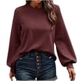 thumbnail image 1 of Npasoilc Pullover Sweater For Women Casual Color Waffle Knitted Hollowed Out Top Comfy Soft Fall Tops Lightweight Jumper Tops Round Neck Long Sleeve Tunic Top, 1 of 5