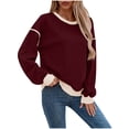 thumbnail image 1 of Npasoilc Pullover for Women Crew Neck Long Sleeve Shirts Casual Loose Top Lightweight Sweatshirts Blouse Tops, 1 of 9